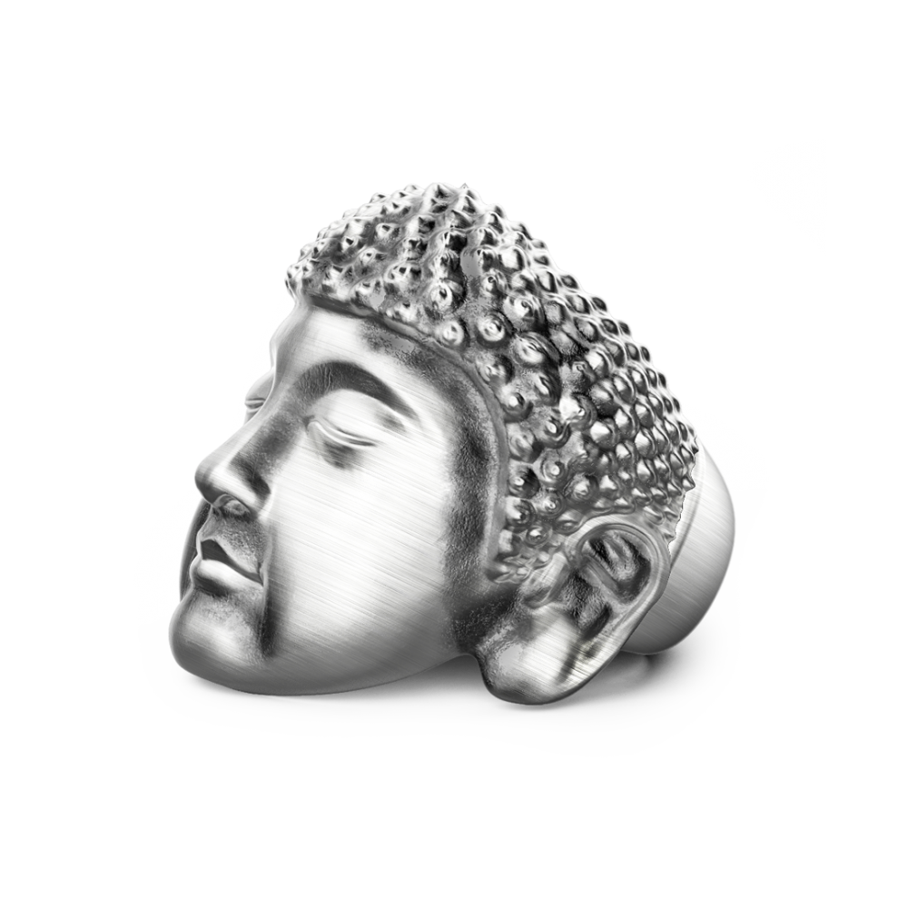 Anello Zancan Buddha in argento con finitura vintage
