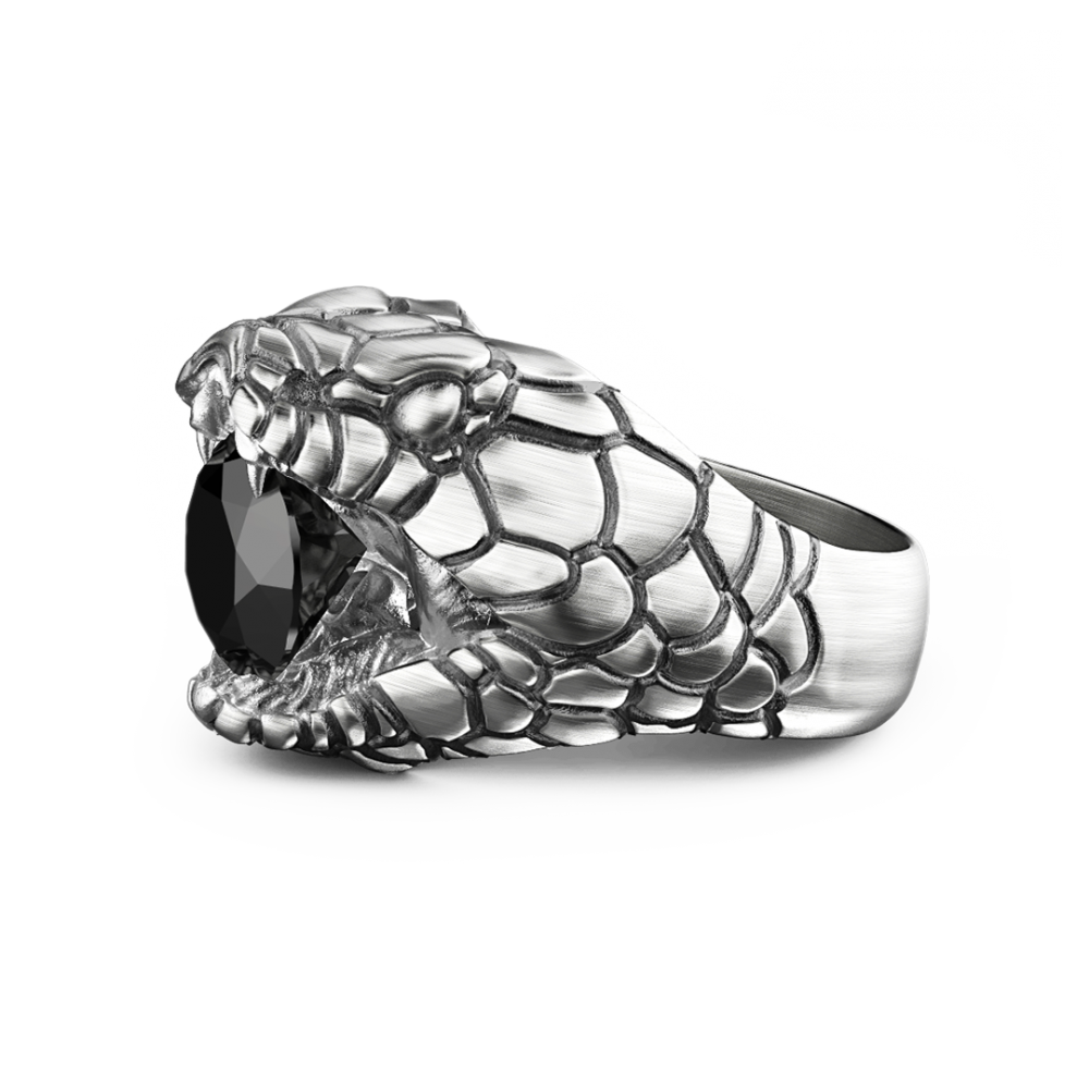 Anello Zancan Cobra in argento con finitura vintage