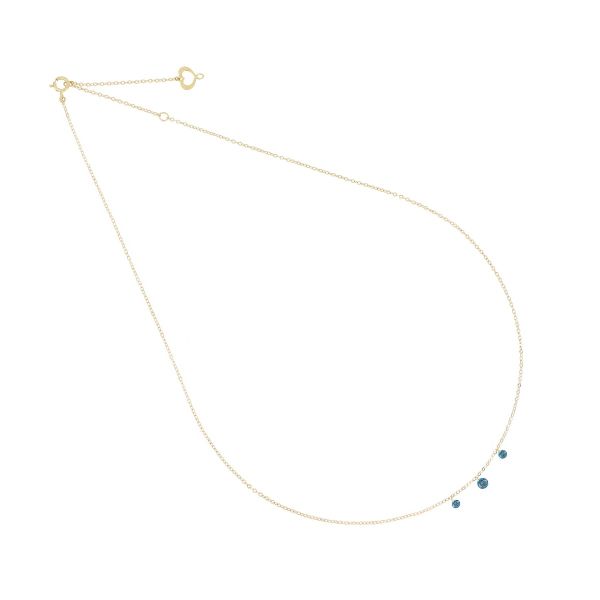 GIROCOLLO 18KT TRE DIAMANTI NUDI BLU