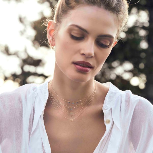 GIROCOLLO 18KT TRE DIAMANTI NUDI BLU