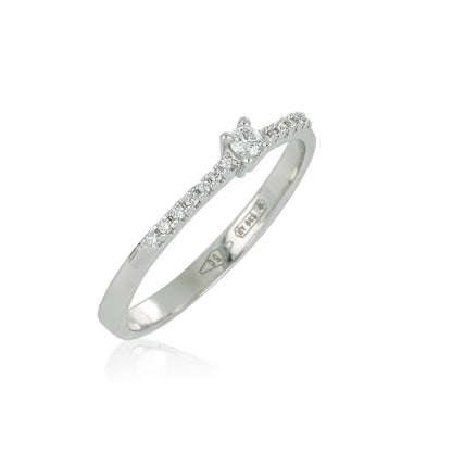 Anello Solitario e Diamanti sul Gambo