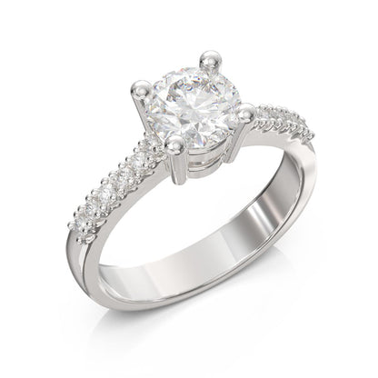 Anello Solitario e Diamanti sul Gambo