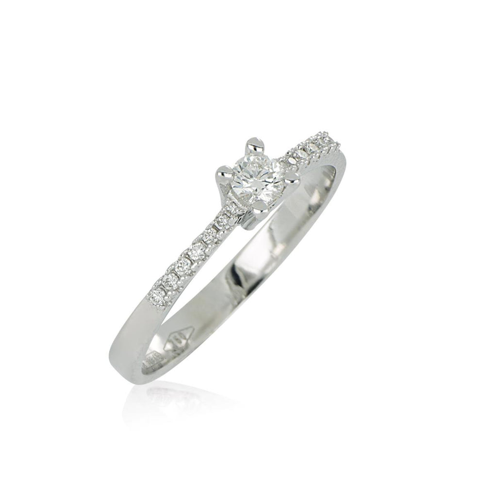 Anello Solitario e Diamanti sul Gambo