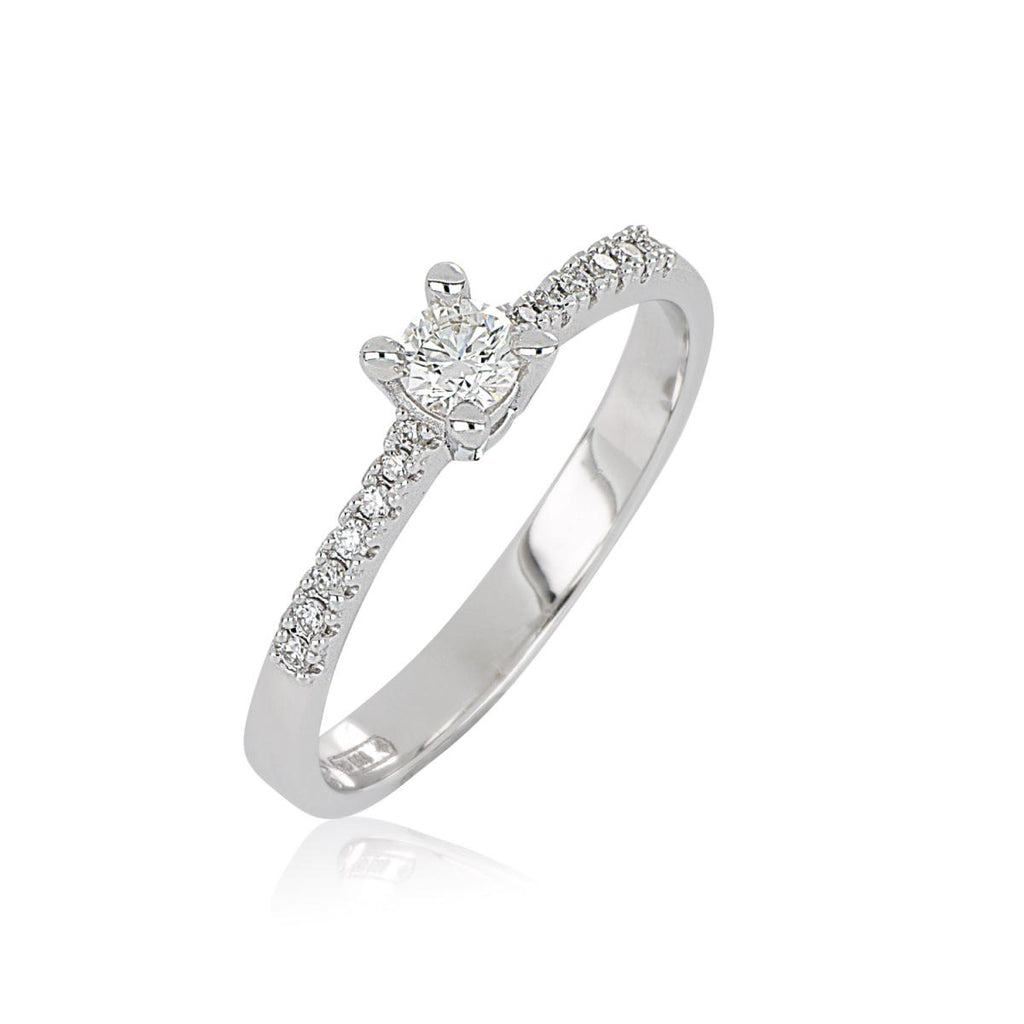 Anello Solitario e Diamanti sul Gambo