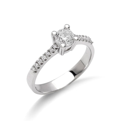 Anello Solitario e Diamanti sul Gambo