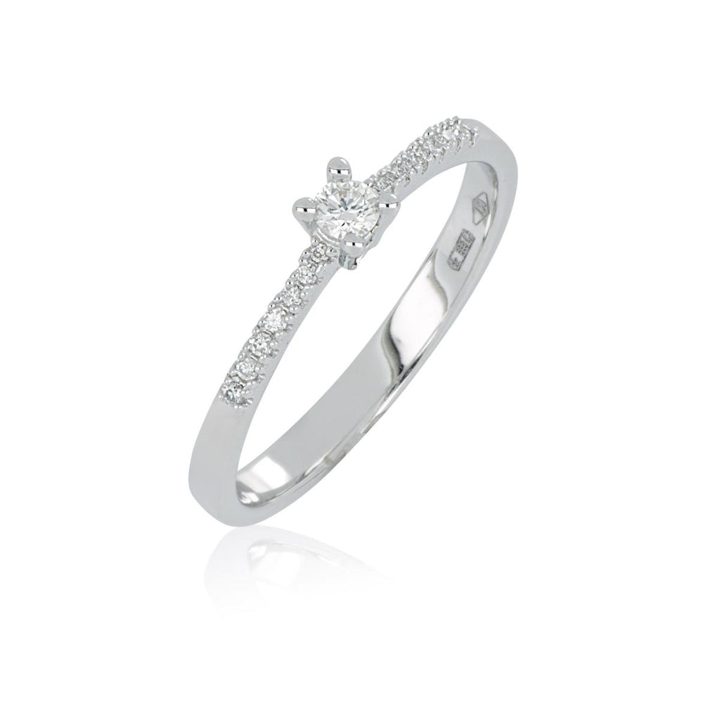 Anello Solitario e Diamanti sul Gambo