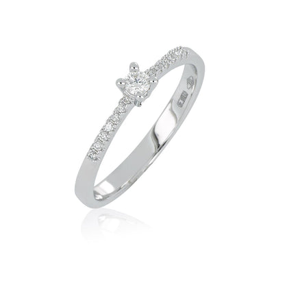 Anello Solitario e Diamanti sul Gambo