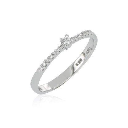 Anello Solitario e Diamanti sul Gambo