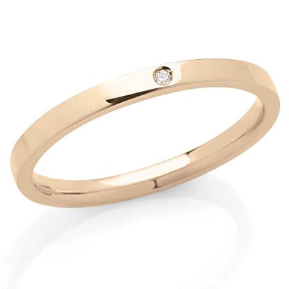 Fede in oro 18kt con diamante larga 2 mm