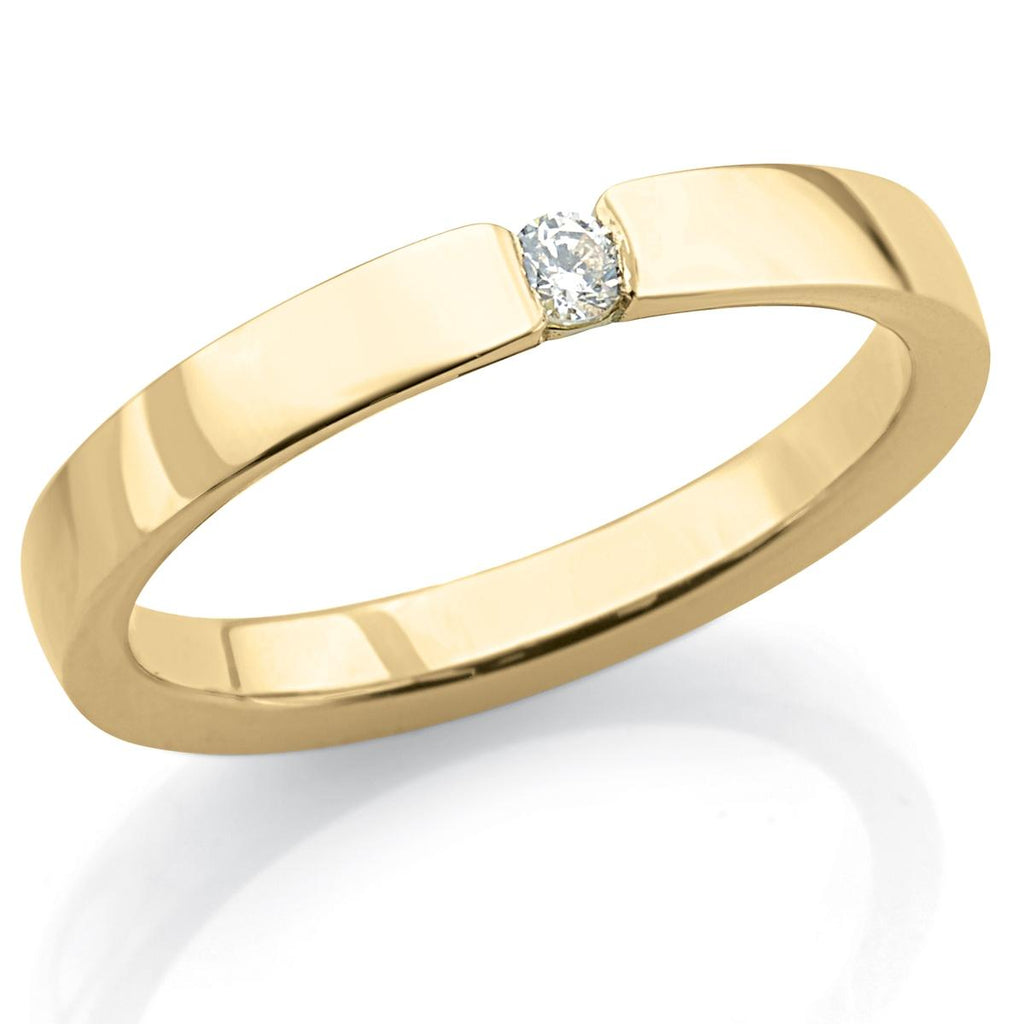 Fede in oro 18kt con diamante larga 3 mm