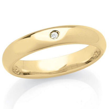 Fede in oro 18kt con diamante larga 4 mm