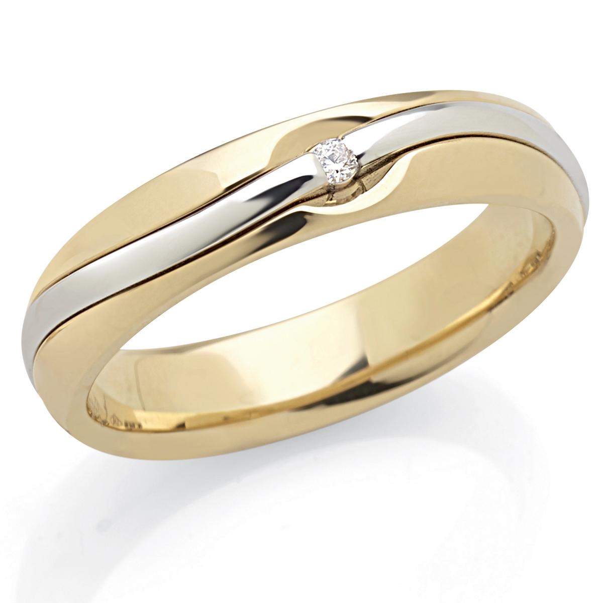 Fede in oro 18kt con diamante larga 4,5 mm