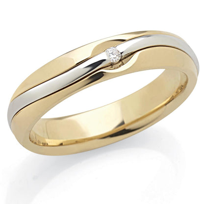 Fede in oro 18kt con diamante larga 4,5 mm