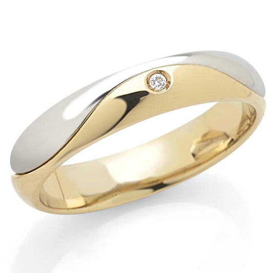 Fede in oro 18kt con diamante larga 4,5 mm