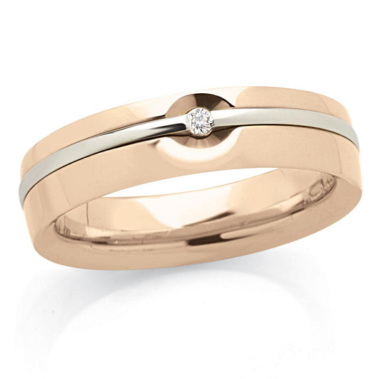 Fede in oro 18kt con diamante larga 5 mm