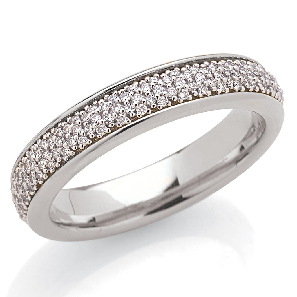 Fede in oro 18kt con pavé di diamanti bianchi larga 4,5 mm