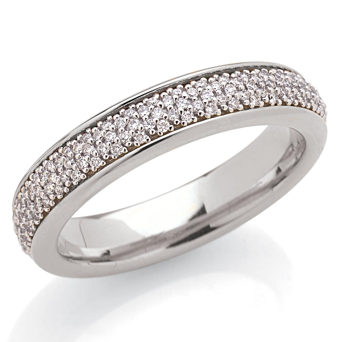 Fede in oro 18kt con pavé di diamanti bianchi larga 4,5 mm