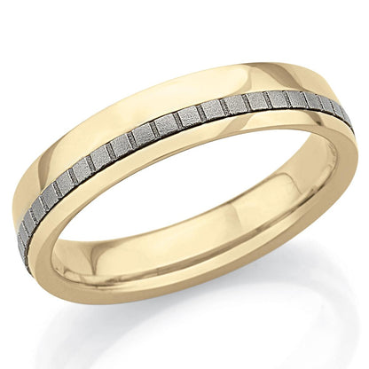 Fede in oro 18kt con riporti in titanio larga 5 mm