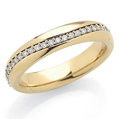 Fede in oro 18kt con riviera di diamanti larga 4,5 mm