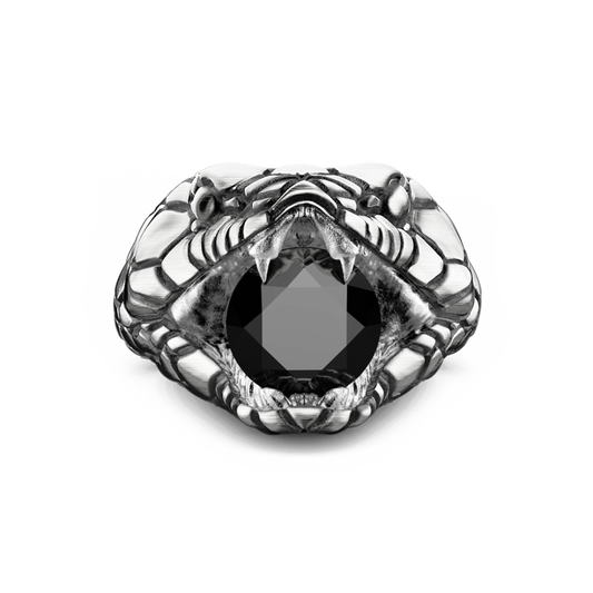 Anello Zancan Cobra in argento con finitura vintage