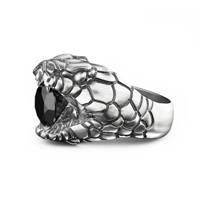 Anello Zancan Cobra in argento con finitura vintage
