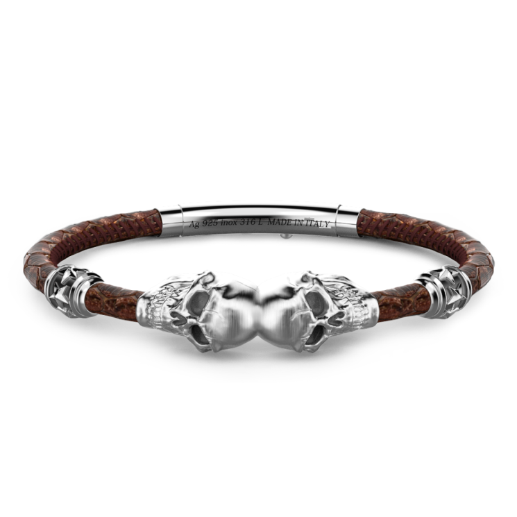 BRACCIALE ZANCAN IN PELLE CON TESCHI