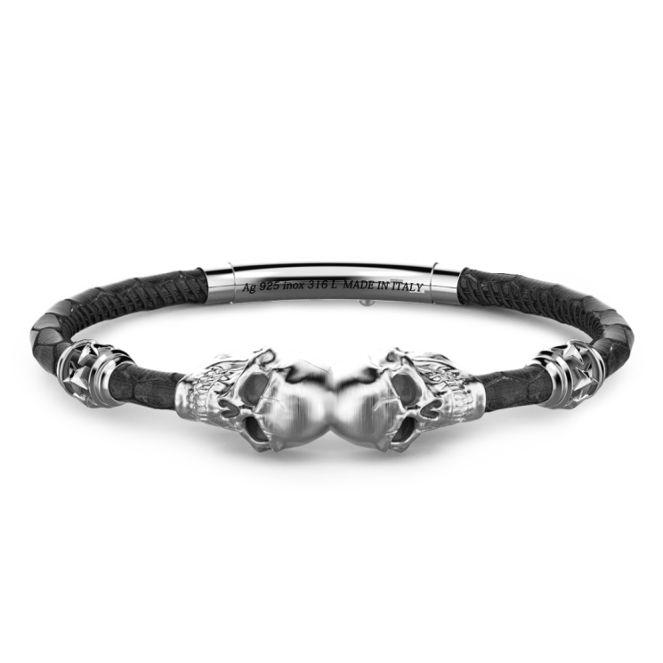 BRACCIALE ZANCAN IN PELLE CON TESCHI