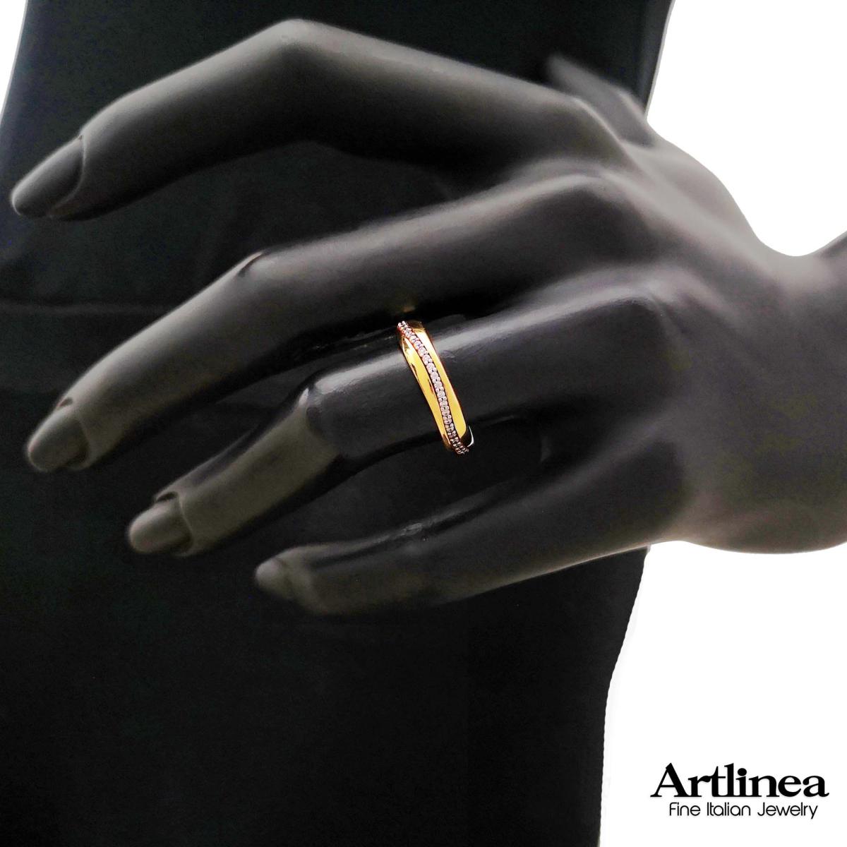 Fede in oro 18kt con riviera di diamanti larga 4,5 mm