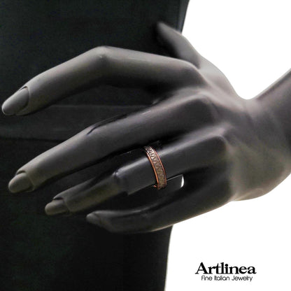 Fede in oro 18kt con diamante e inserto in titanio larga 4,5 mm