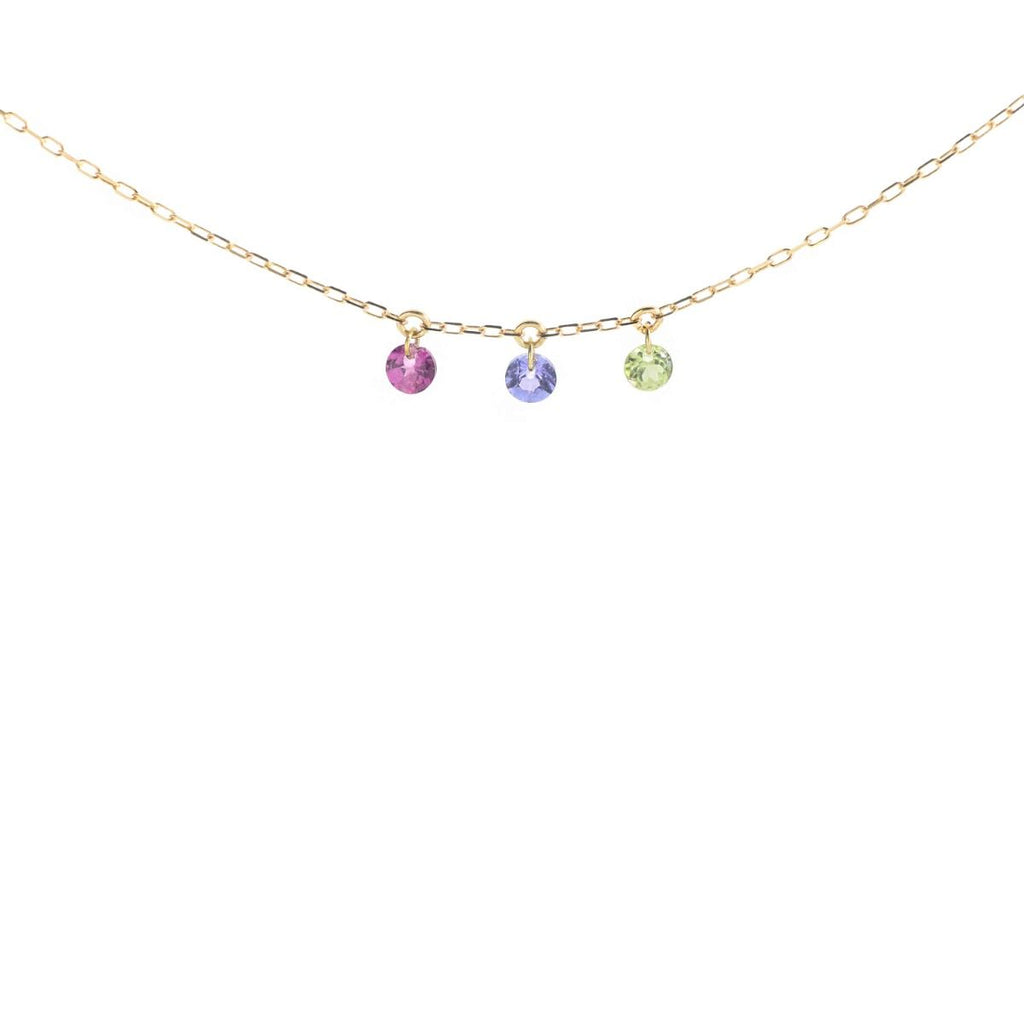 GIROCOLLO 18KT PIETRE NUDE ROSA VIOLA E VERDE