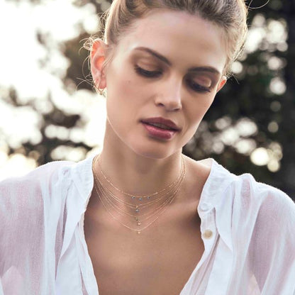 GIROCOLLO 18KT TRE DIAMANTI NUDI BLU