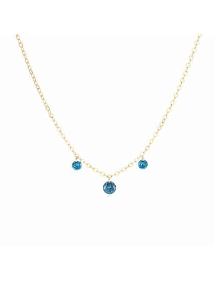 GIROCOLLO 18KT TRE DIAMANTI NUDI BLU