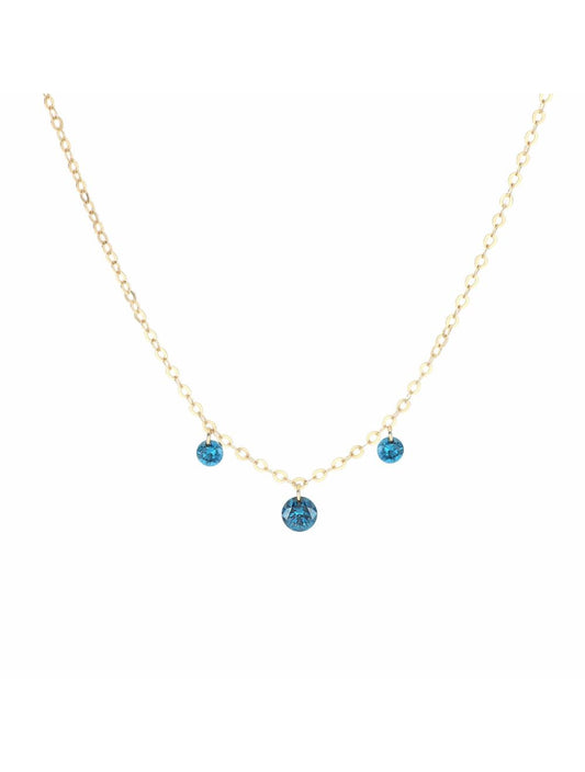 GIROCOLLO 18KT TRE DIAMANTI NUDI BLU